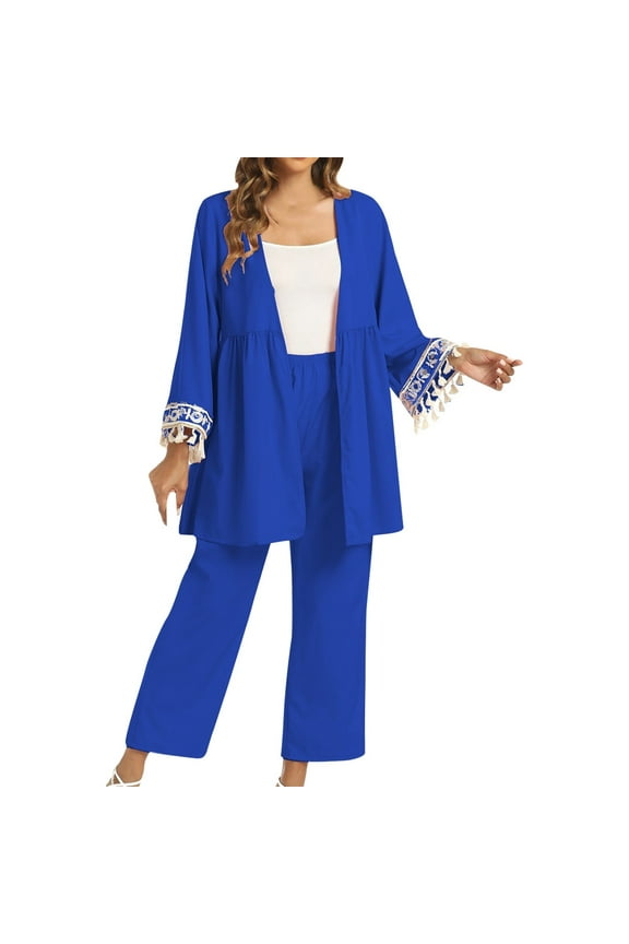 Women's Solid Color Casual Fringe Two Piece Pantsuit Winter Training Pants Women Sweater And Pants for Women Dressy Jumpsuits for Women Wedding Guest Dinner Suit Women Business Suit Women Tuxedo Suit