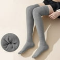 thumbnail image 1 of Women's Solid Color Casual Over The Knee Thick Warm Socks Thigh High Stockings with Suspenders Opaque Sheer to Waist Thermal Stockings for Women Classic Knit Stocking Stockings with Garter Belt, 1 of 3