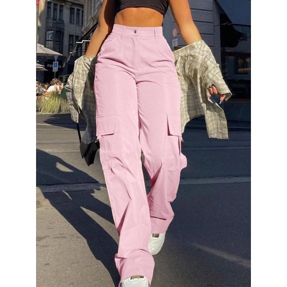 Women's Solid Color Casual Long Cargo Pants