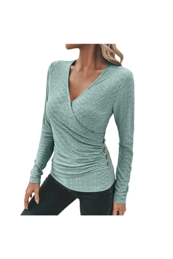 Women's Solid Color Casual Loose French Style Long Sleeve Top Blouse Shirt for Everyday Wear