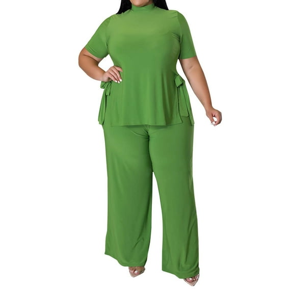 Women's Solid Color Casual Pullover Short Sleeve Top And Long Pants Two Piece Set Stylish And Comfortable Outfit For Everyday Wear