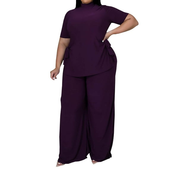 Women's Solid Color Casual Pullover Short Sleeve Top And Long Pants Two Piece Set Stylish And Comfortable Outfit For Everyday Wear