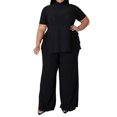 thumbnail image 1 of Women's Solid Color Casual Pullover Short Sleeve Top And Long Pants Two Piece Set Stylish And Comfortable Outfit For Everyday Wear, 1 of 2