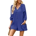 thumbnail image 1 of Women's Solid Color Casual Romper With Long Sleeves And Large Pockets Clueless Jumpsuit Womens Overalls Baggy Cover up Womens Jumpsuits Casual Cute Womens Overalls Overalls Women Sweater Jumpsuit for, 1 of 6