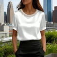 thumbnail image 1 of Women's Solid Color Casual Short Sleeve Round Neck T-Shirt Top for Summer, 1 of 5