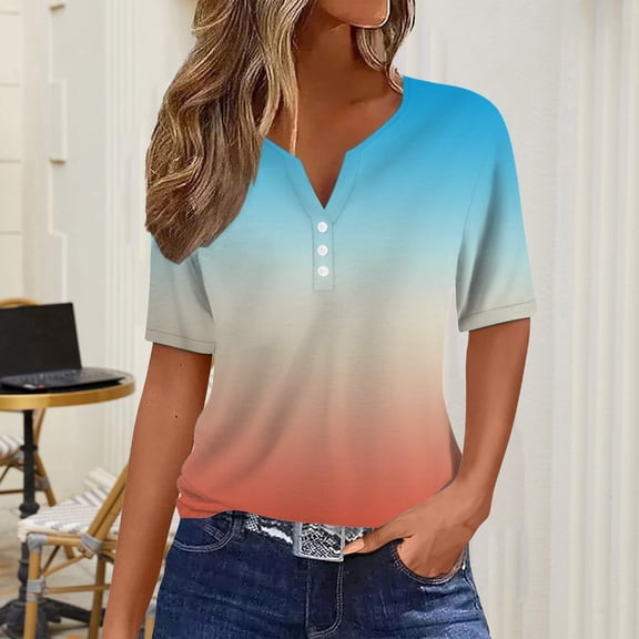Women's Solid Color Casual Short Sleeve T-Shirt with Button Detail - Soft Loose Fit Everyday Top for Work, Travel & Summer Outfits