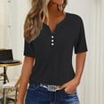 thumbnail image 1 of Women's Solid Color Casual Short Sleeve T-Shirt with Button Detail - Soft Loose Fit Everyday Top for Work, Travel & Summer Outfits, 1 of 7