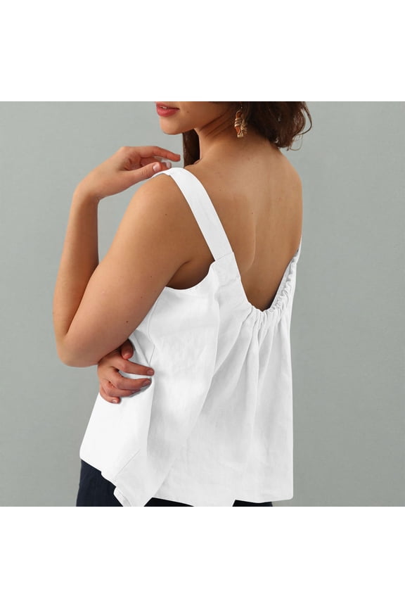 Women's Solid Color Casual Sleeveless Tank Top Cami Camisoles V Neck Loose Fit Soft Lightweight Breathable Summer Beach Vacation Outfits Perfect Fashion Forward Statement Piece Ideal Gift for Her