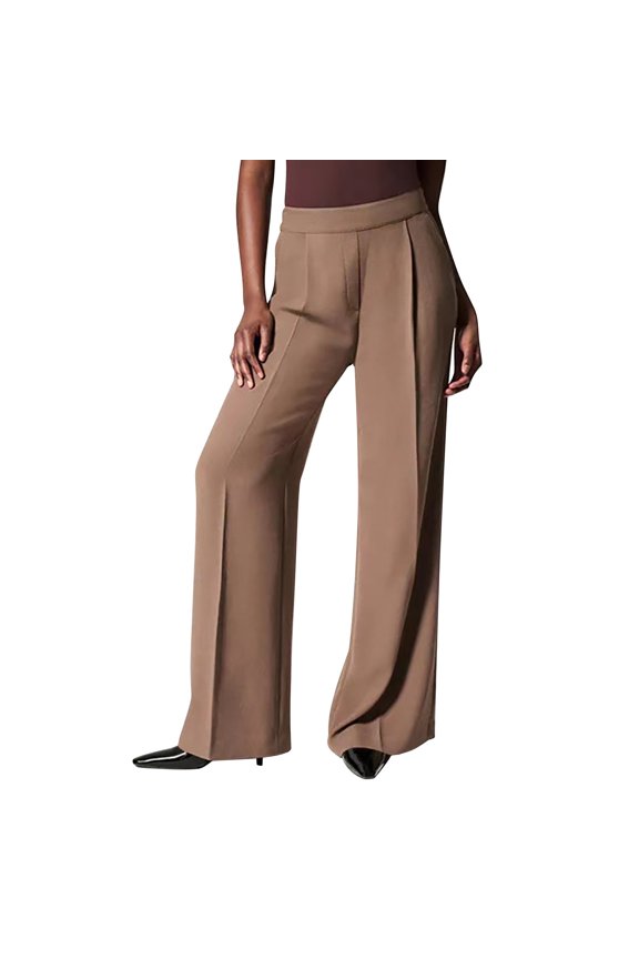 Women's Solid Color Casual Slimming Casual Pants Solid Color Commuting Pants Sagging Elastic Waist Wide Leg Pants