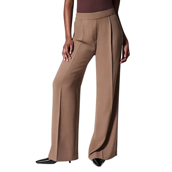 Women's Solid Color Casual Slimming Casual Pants Solid Color Commuting Pants Sagging Elastic Waist Wide Leg Pants