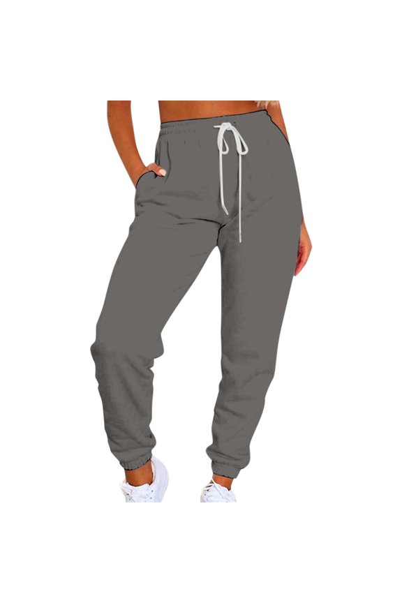 Women's Solid Color Casual Sports Tie Up Waist With Plush Sweater Material Pants