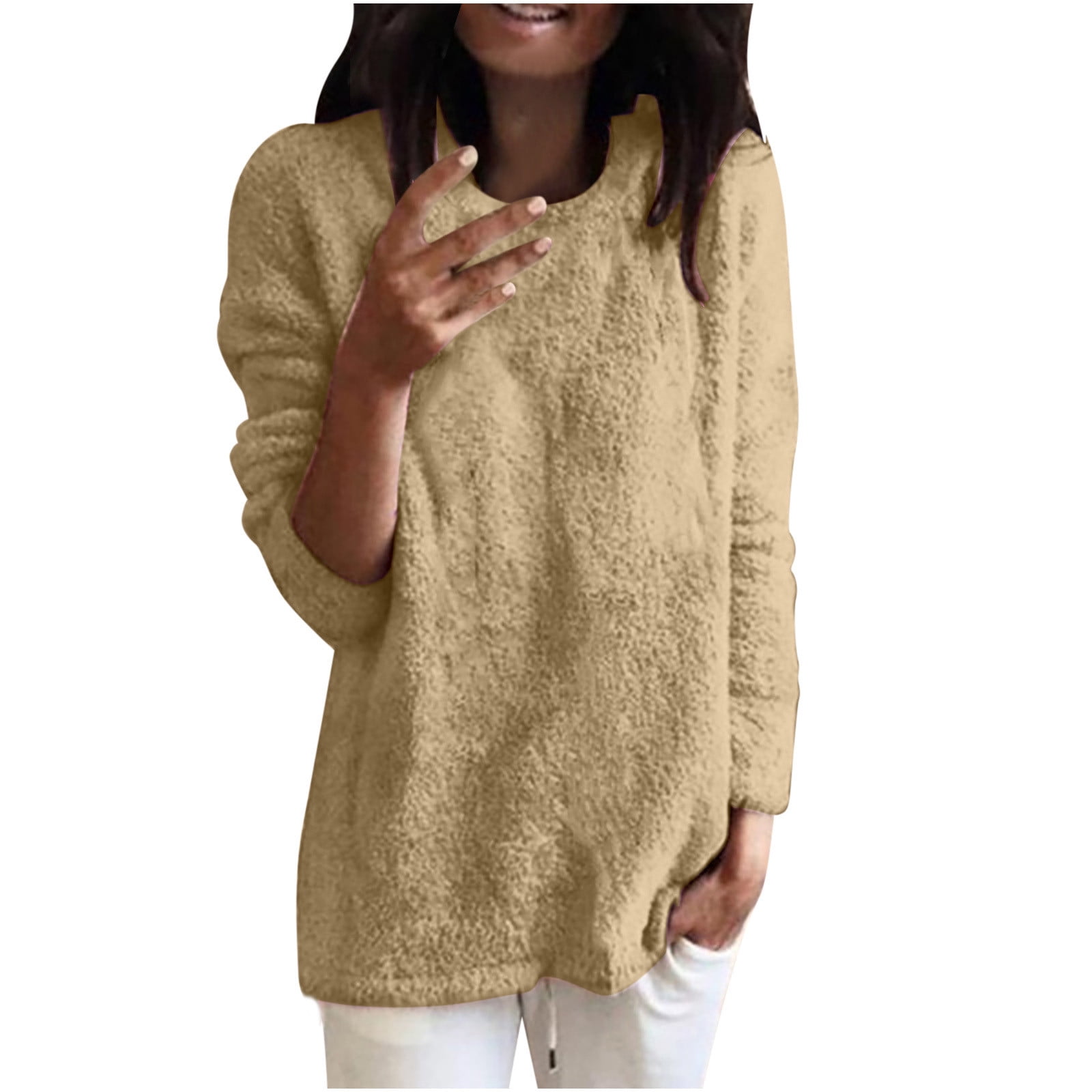 Nlife Women's Winter Fleece Pullover Hoodie - Fuzzy Front Long Sleeve Sweatshirt