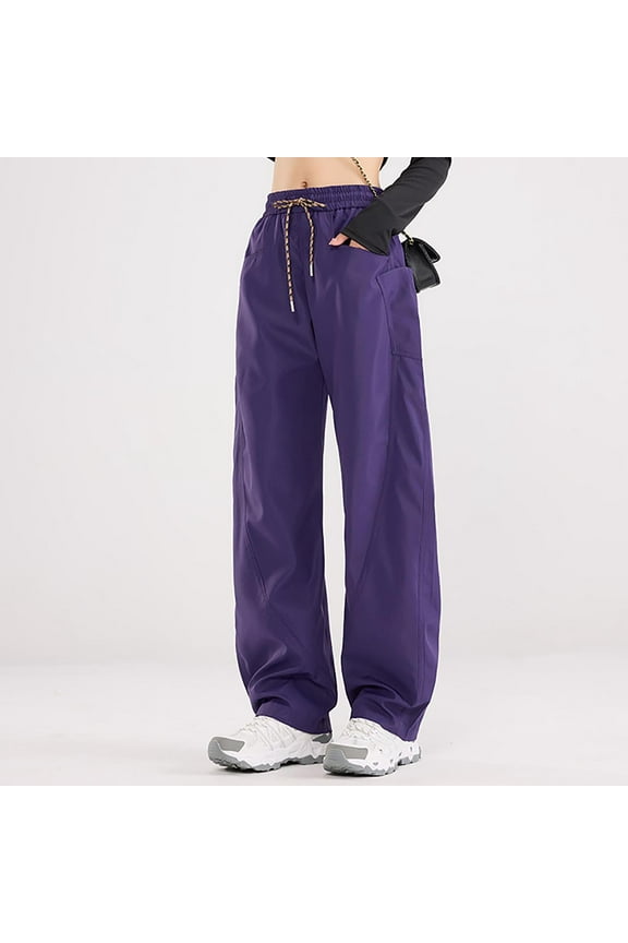 Women's Solid Color Casual Waterproof Windproof Outdoor Sports Pants Trousers Bottoms Long Pants for Hiking Travel Commuting Athletic Wear Essentials | Aestivo,Purple L