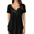 thumbnail image 1 of Women's Solid Color Causal O Neck Summertime Short Fashion Sleeve Women's Blouse, 1 of 6