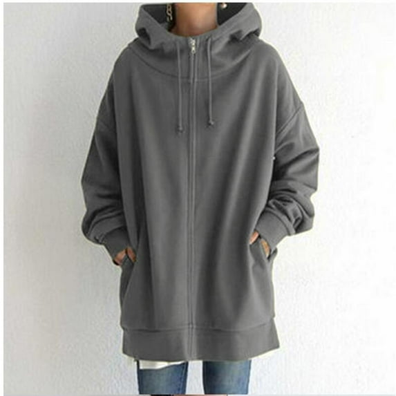 Women's Solid Color Cause Streetwear Sweater Zipper Hooded Long Sleeve Sweatshirt Coat Warm Jackets Jackets Outerwear Warm Fuzzy Jacket Woman Jacket for Fall Dressy Jacket Bad Lands Jacket on Earth