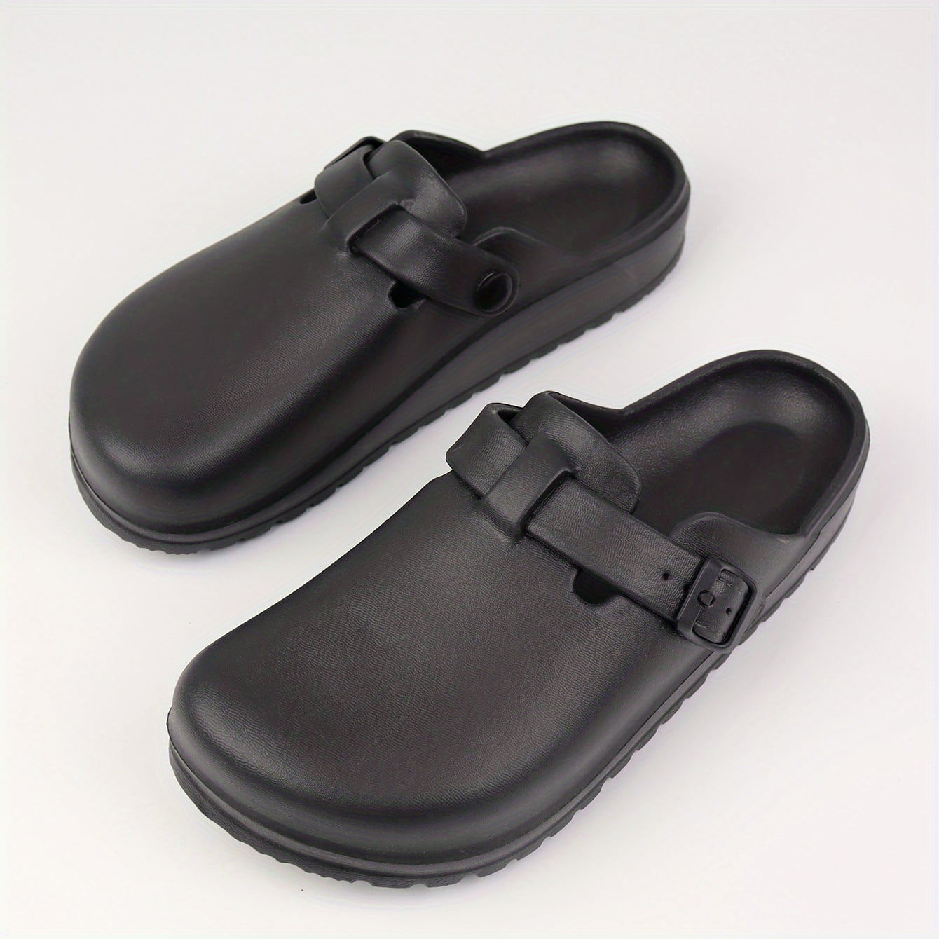 Women's Solid Color Clogs, Casual Buckle Strap Design Flat Shoes