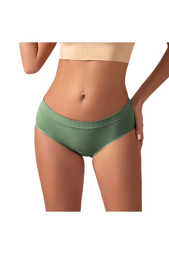 Women's Solid Color Conservative Mid-Waist Women's Briefs Thin Seamless Panties Women's Solid