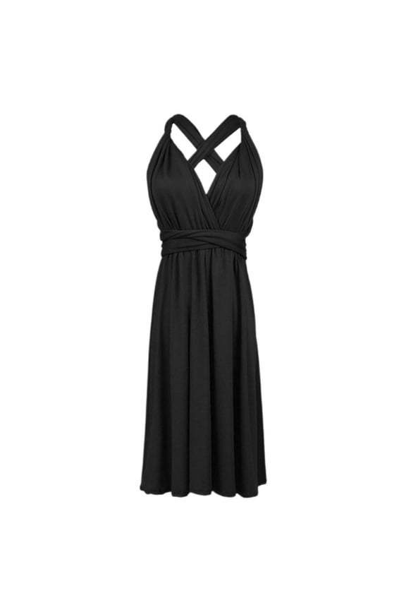 Women's Solid Color Convertible Wrap Dress Way Bridesmaid Dress With Tie Options For Any Occasion
