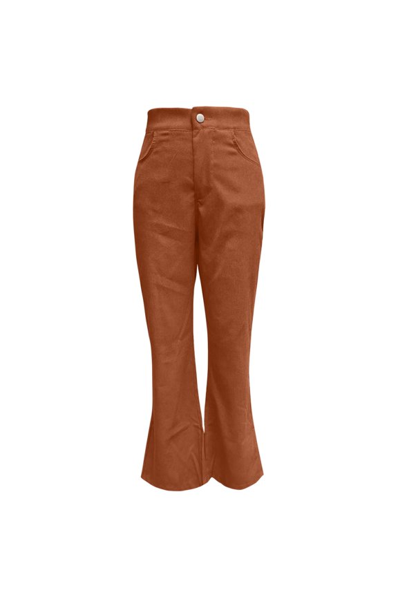 Women's Solid Color Corduroy Temperament Women's Trousers Micro Lapels High Waist Casual Pants