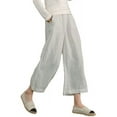 thumbnail image 1 of Women's Solid Color Cotton Linen Loose Casual Wide Leg Nine Minute Pants, 1 of 3
