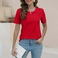 thumbnail image 1 of Women's Solid Color Crew Neck Loose Casual Short Sleeve T Shirt Casual Womens Tops Short Sleeve Womens Top Extra Long Oversized Tee Shirt Technical Shirts Women Women Tees and Tops Womens Solid, 1 of 4