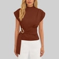 thumbnail image 1 of Women's Solid Color Crew Neck Short Sleeve Front Ruched Top, 1 of 7