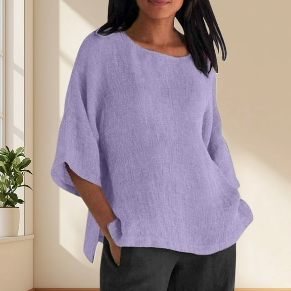 Women's Solid Color Crew Neck Short Sleeved Top T Shirt Long Sleeve Women Woman Tees Short Shirt Womens Active Short Sleeve Top Long Sleeved Shirts Womens Tunics for Women Summer Light Long Sleeve