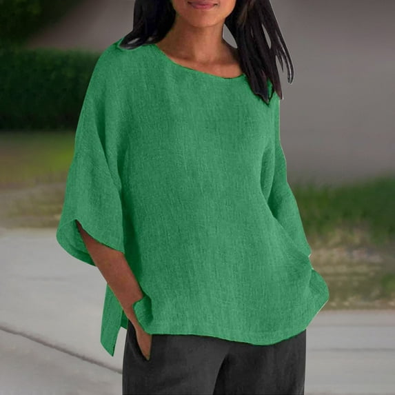 Women's Solid Color Crew Neck Short Sleeved Top T Shirt Womens V Neck Shirts Men Soft Long Sleeve Tee Shirts for Women Shirt Pack for Women Summer Sports Women Casual Summer Shirts Loose Work Tops