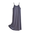 thumbnail image 1 of Women's Solid Color Crew Neck Spaghetti Strap Mini Nightgown, Loose Sleeveless Casual Home Sleep Slip Dress Dark Gray XXXXL(XXXXL), 1 of 8