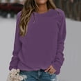 thumbnail image 1 of Women's Solid Color Crewneck Sweatshirt, Soft Long Sleeve Pullover Top with Lightweight Breathable Fabric, Comfortable Stretchy Casual Wear for Daily Loungewear and Streetwear Purple L, 1 of 5