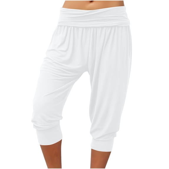 Women's Solid Color Cropped Leggings with Pockets - Casual Stretch Pants for Daily Wear