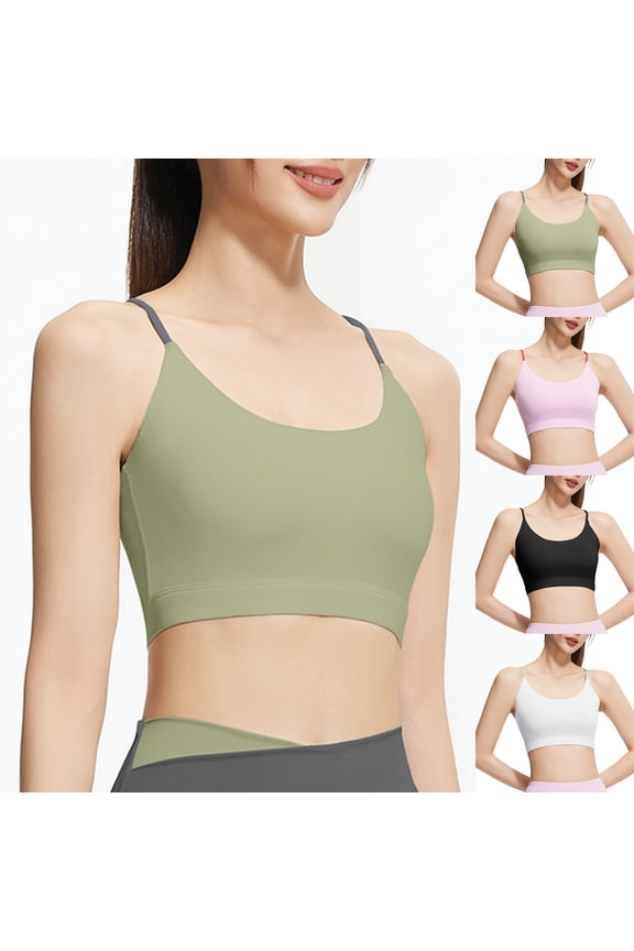 Women's Solid Color Cup Yoga Bra Bottom Shirt Sports Underwear Vest, Seamless Wireless Fitness Bralette, Breathable Padded Workout Tank Top, High Elasticity Gym Base Layer, Athletic Support Camisole