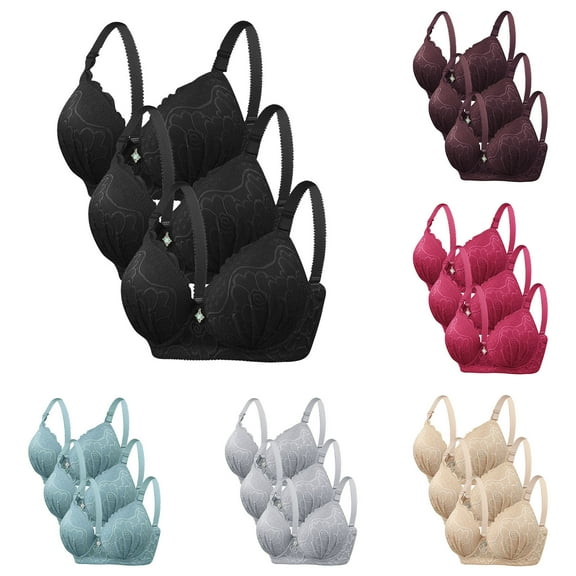 Women's Solid Color D Cup Everyday Bra, Steel Ring Support, Soft Lightweight Underwear for Comfort and Seduction #Beige,L