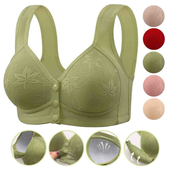 Women's Solid Color Daily Bra Wireless Steel Ring Gathering Bra, Oversized Brassiere, Plus Size Comfort Bra, Supportive Lifting Underwear | TruBelle,Gray 44