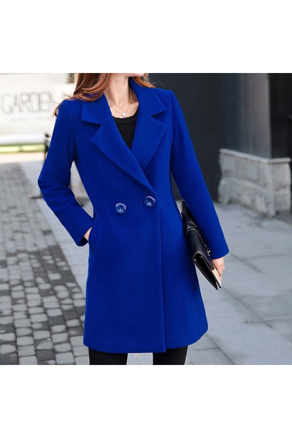 Women's Solid Color Double Long Sleeve Lapel Cardigan Coat For Autumn And Winter Wool Winter Jackets Big Wool Winter Jackets Wool Coats for Women Designer Seamless Thick Winter Jackets Wool Hiking