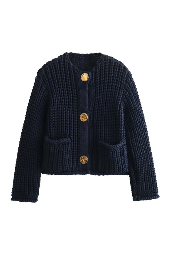 Women's Solid Color Double Pocket Knit Sweater Jacket Open Front Knit Leopard Cardigan Open Back Sweaters Wool Duster Sweater Winter Duster Cardigan for Women Open Front Long Sleeve Casual Fall