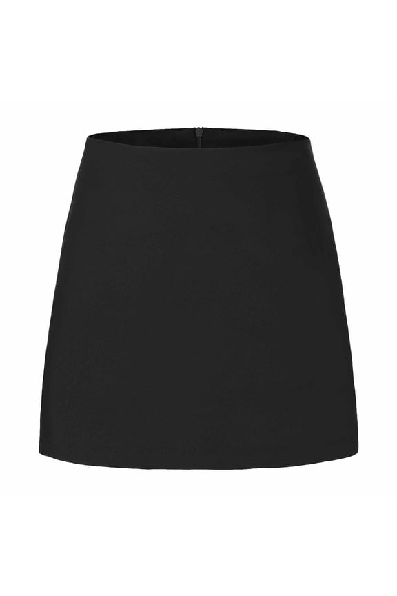 Women's Solid Color Double Split Zipper Lined Skirt Pants