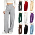 thumbnail image 1 of Women's Solid Color Drawstring Elastic Waist Sports Sweatpants, Deep Functional Side Pockets Versatile Relaxed Casual Trousers for Daily Outings | TruHer,Brown L, 1 of 7