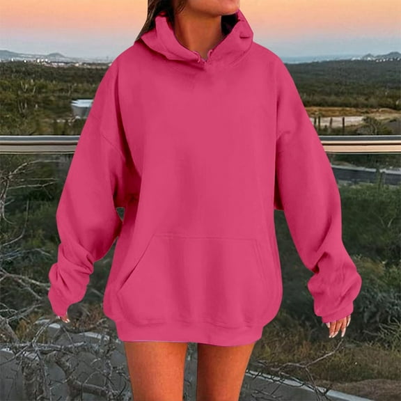 Women's Solid Color Drop Shoulder Hoodie with Pockets Comfortable and Stylish Sweatshirt Top Women Zip up Hoodie Womens Hooded Sweatshirts Pullover Hoodie Zipper Women with Pocket Size Large