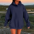 thumbnail image 1 of Women's Solid Color Drop Shoulder Hoodie with Pockets Comfortable and Stylish Sweatshirt Top Women Zip up Hoodie Womens Hooded Sweatshirts Pullover Hoodie Zipper Women with Pocket Size Large, 1 of 4