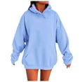 thumbnail image 1 of Women's Solid Color Drop Shoulder Hoodie - Soft, Durable, with Pockets, Versatile for Any Occasion, Machine Washable, 1 of 5