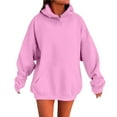 thumbnail image 1 of Women's Solid Color Drop Shoulder Hoodie With Pockets - Comfortable Stylish Sweatshirt Top for Everyday Wear, 1 of 2