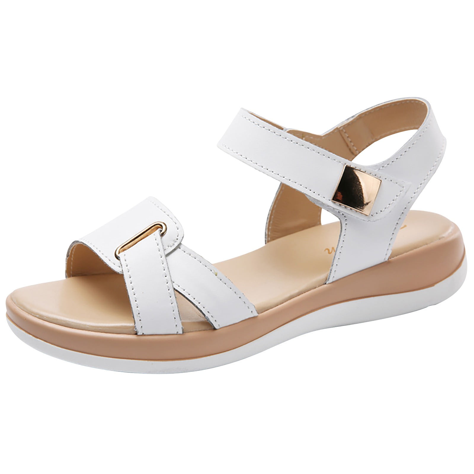 Women's Solid Color Elastic Band Set Flat Bottom Casual Beach Shoes Sandals  Women's Shoes