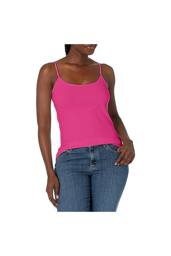 Women's Solid Color Elastic Camisole Vest - Built-in Bra Base Shirt with Chest Pad, S-XXXXXXL