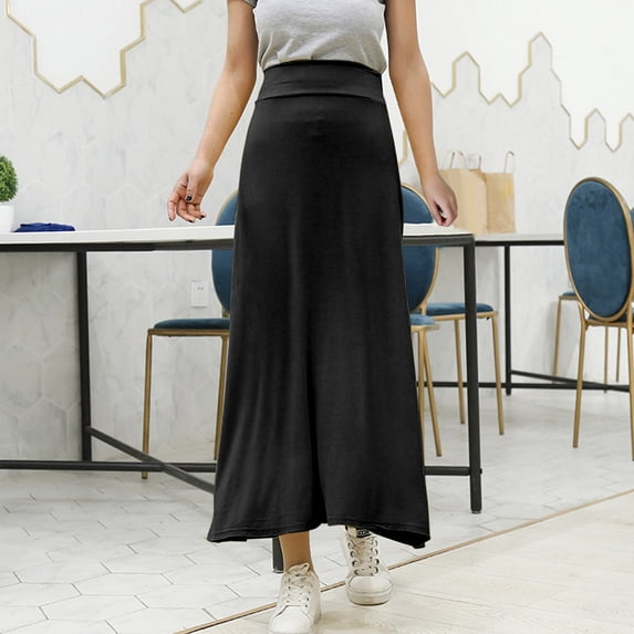 Women's Solid Color Elastic Waist Half Length Skirt Large Skirt Half Length Skirt Knit Midi Skirt Ruffle Skirt Sequin Midi Skirt Pencil Skirts for Women plus Size Crop Top And Skirt Set for Women Can