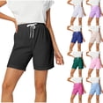 thumbnail image 1 of Women's Solid Color Elastic Waist Shorts, Tummy Smoothing Bandage Fit Casual Pants, Perfect for Lounge, Summer Outings, or Daily Wear, Comfortable | CSEONE,Beige L, 1 of 7
