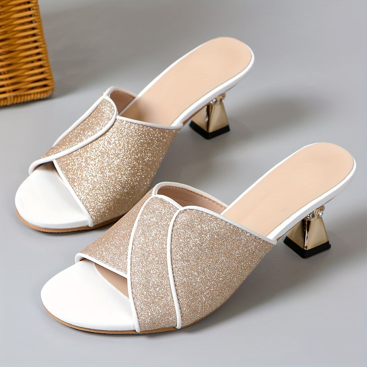 Women s Solid Color Elegant Sandals Comfort Dress High Heels Casual Slip On Summer Party Shoes