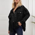 thumbnail image 1 of Women's Solid Color Fashion Denim Jacket With Collar Long Sleeve Womens Jean Jacket Distressed Where Is My Mind Jacket Jacket Women Denim Winter Jacket for Women Jean Cropped Jacket Denim Jackets for, 1 of 7