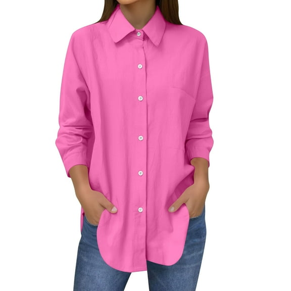 Women's Solid Color Fashion Linen Pocket Beach Shirt