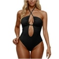 thumbnail image 1 of Women's Solid Color Fashion Swimsuit Halter Criss Cross Neck Swimsuit Adjustable Suspenders Backless One Piece Beach Wear One Piece Swimsuit, 1 of 5